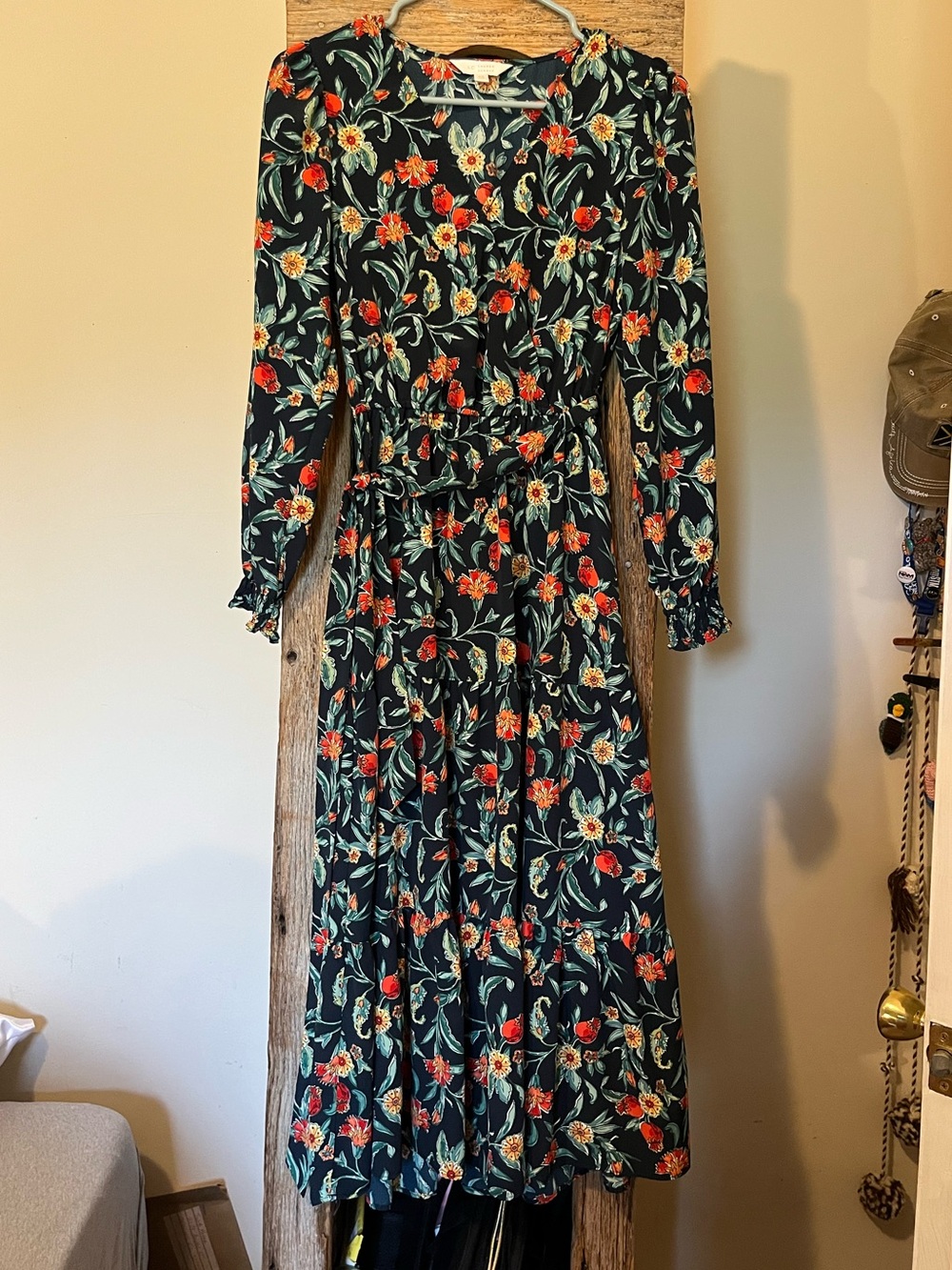 Lauren Conrad Floral Long Sleeve Midi Dress - Navy
